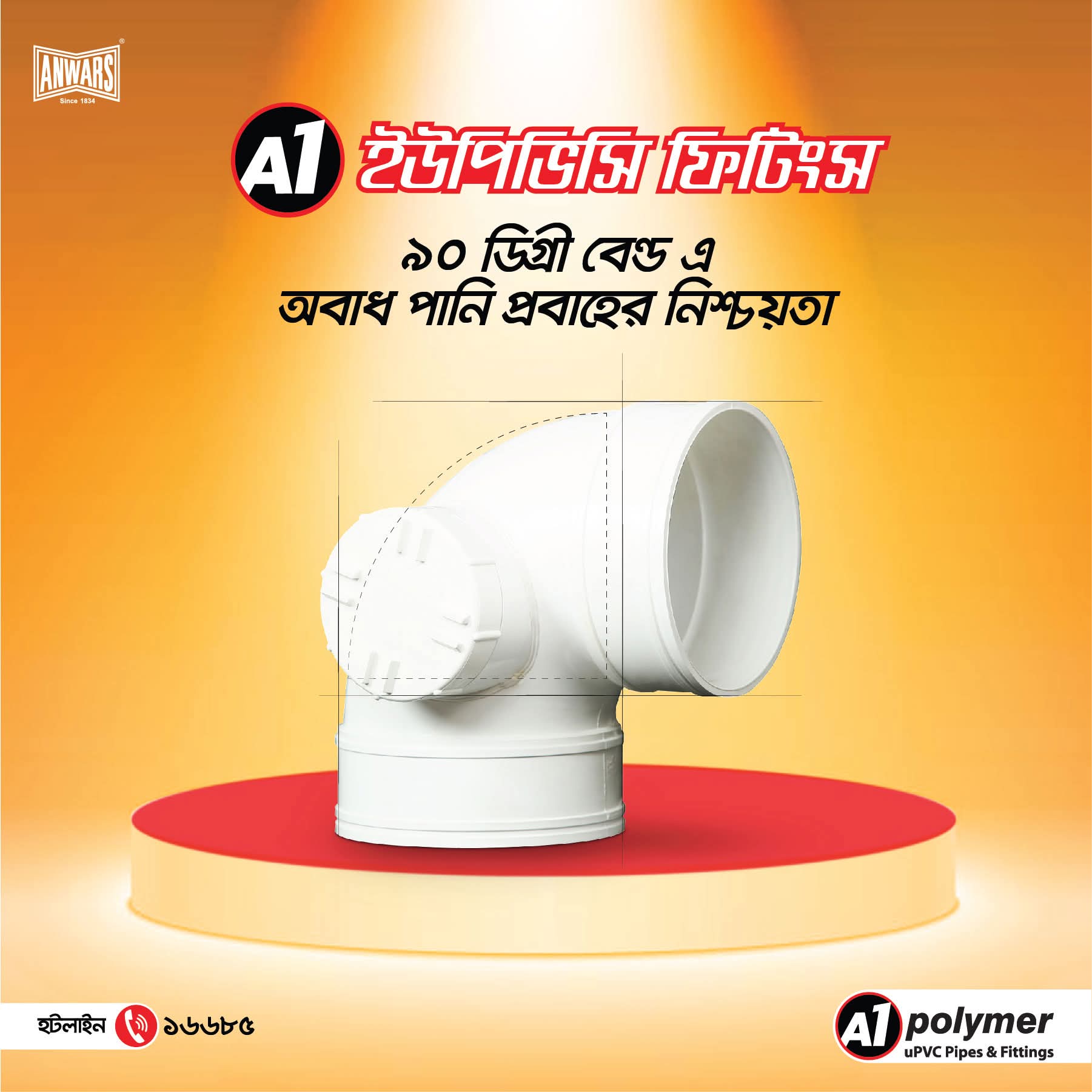 A1 4 ইঞ্চি -110Mm Side Door Bend Upvc