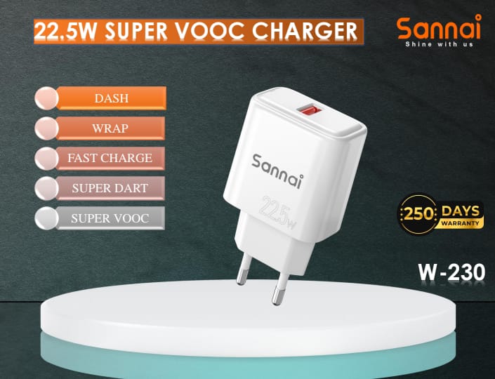 W-230 ( 22.5 Watt ) Sannai SUPER VOOC চার্জার Type- C
